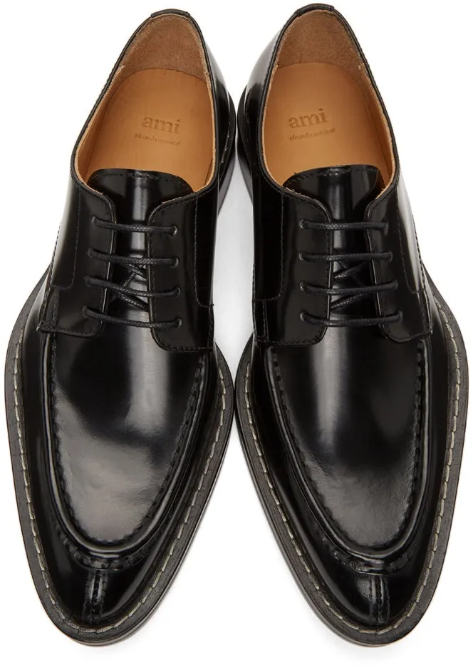 AMI Alexandre Mattiussi Black Pointed Toe Derbys
