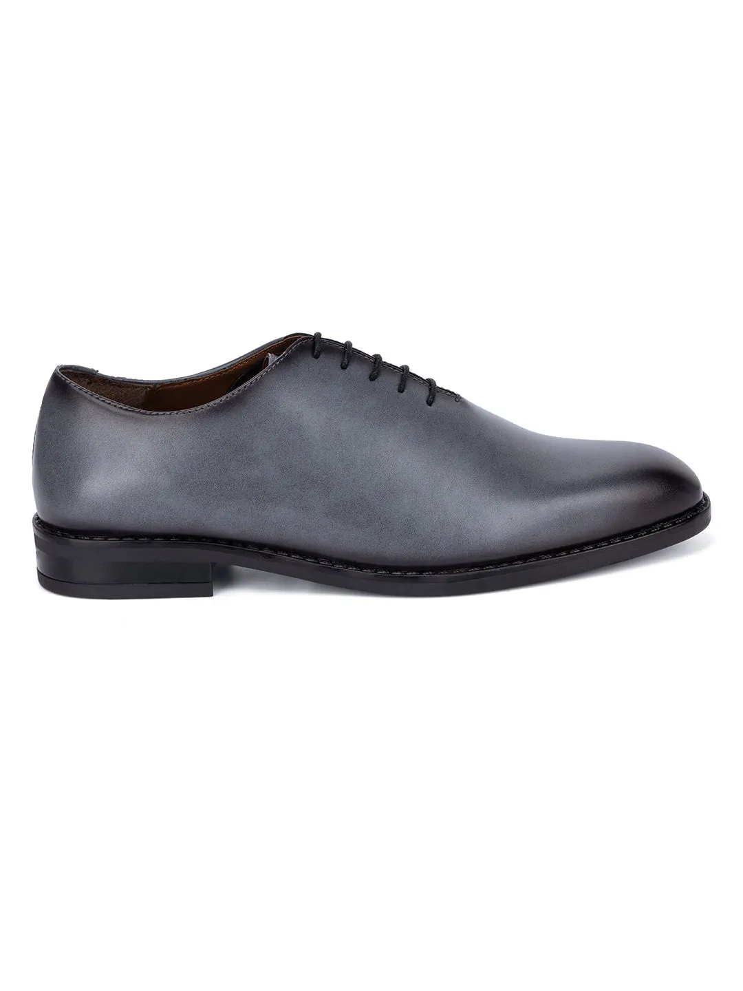Ash Grey Handcrafted Lace-Up Wholecut Derby Shoe