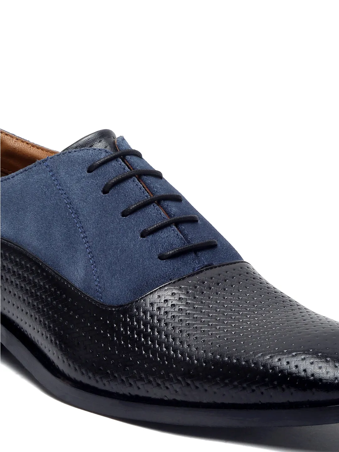 Black and Blue Handmade Premium Italian Leather Derby Shoes