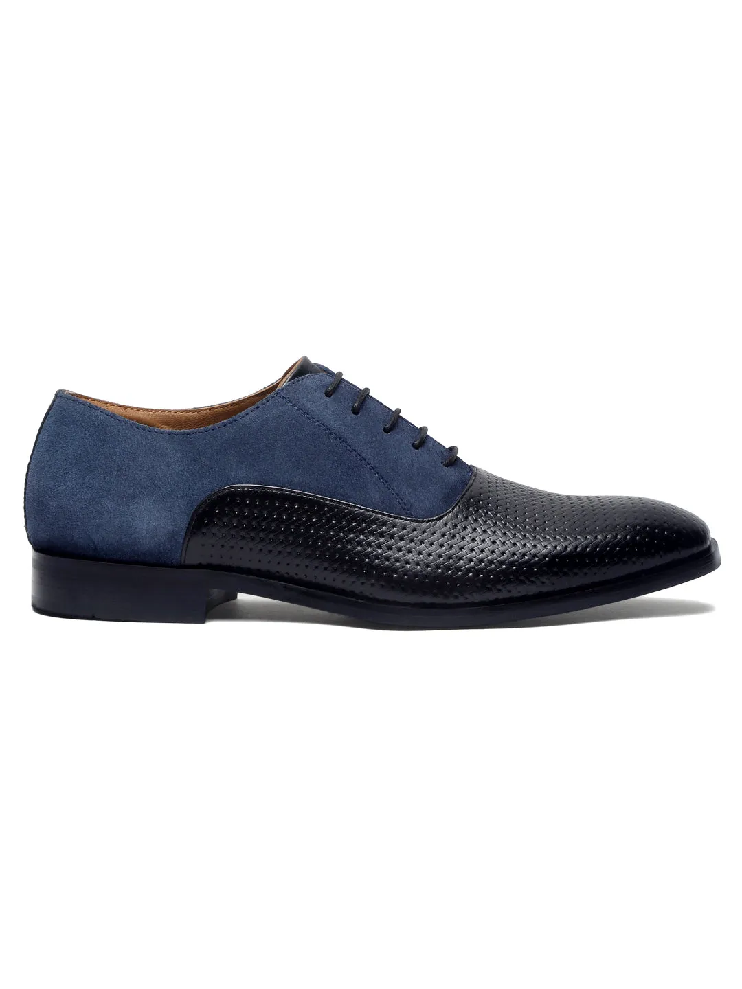 Black and Blue Handmade Premium Italian Leather Derby Shoes
