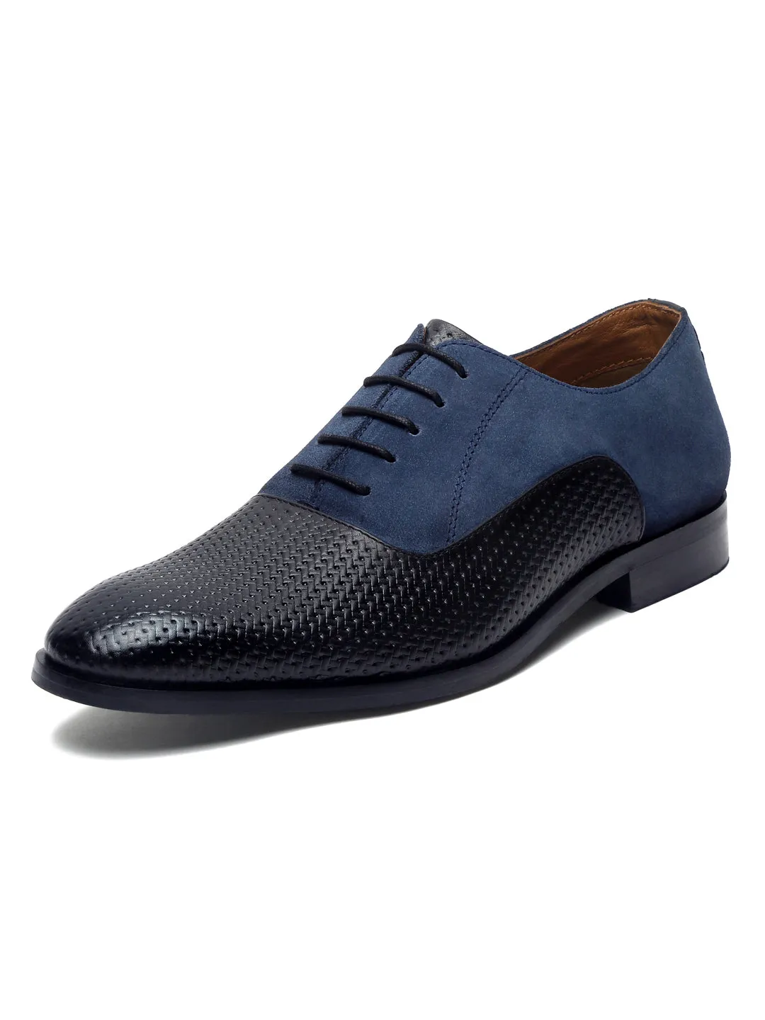 Black and Blue Handmade Premium Italian Leather Derby Shoes
