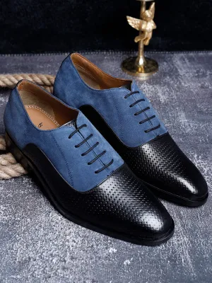 Black and Blue Handmade Premium Italian Leather Derby Shoes