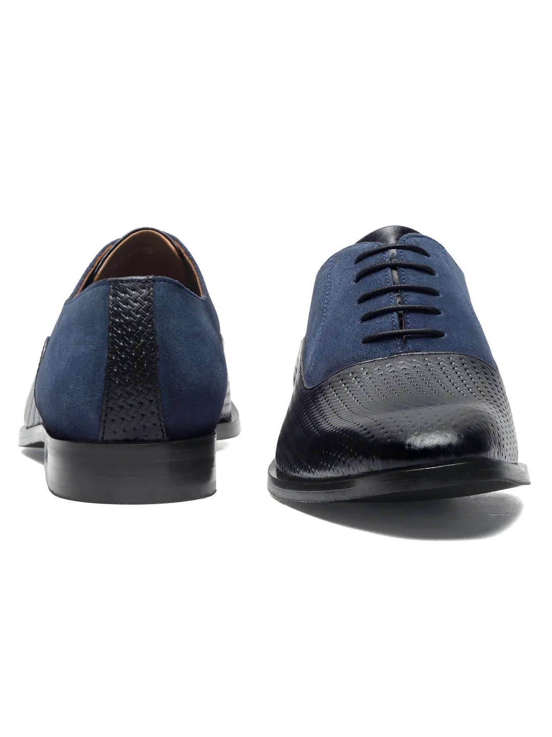Black and Blue Handmade Premium Italian Leather Derby Shoes