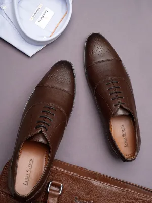 Brunette Brown Captoe Style Comfortable Laceups for Men