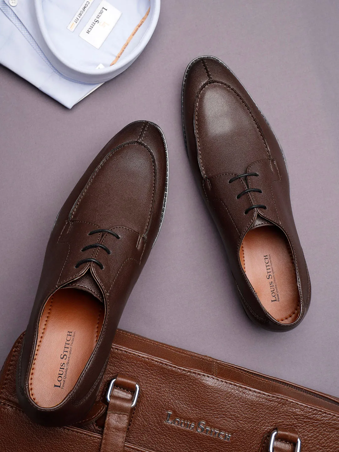 Brunette Brown Derby Laceups for Men