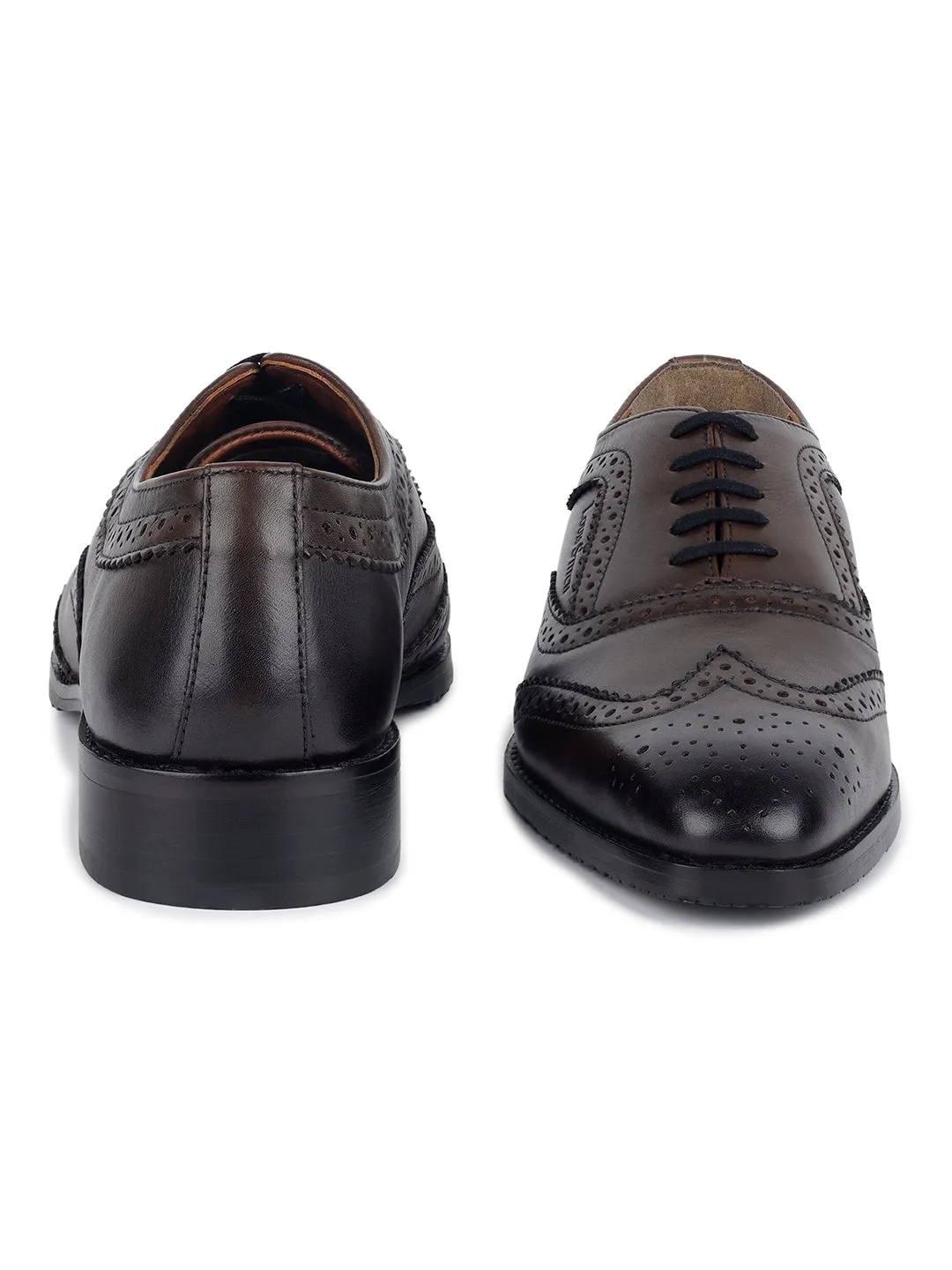 Brunette Brown Egyptian Crust Leather Brogue Style Comfortable Laceup Shoes