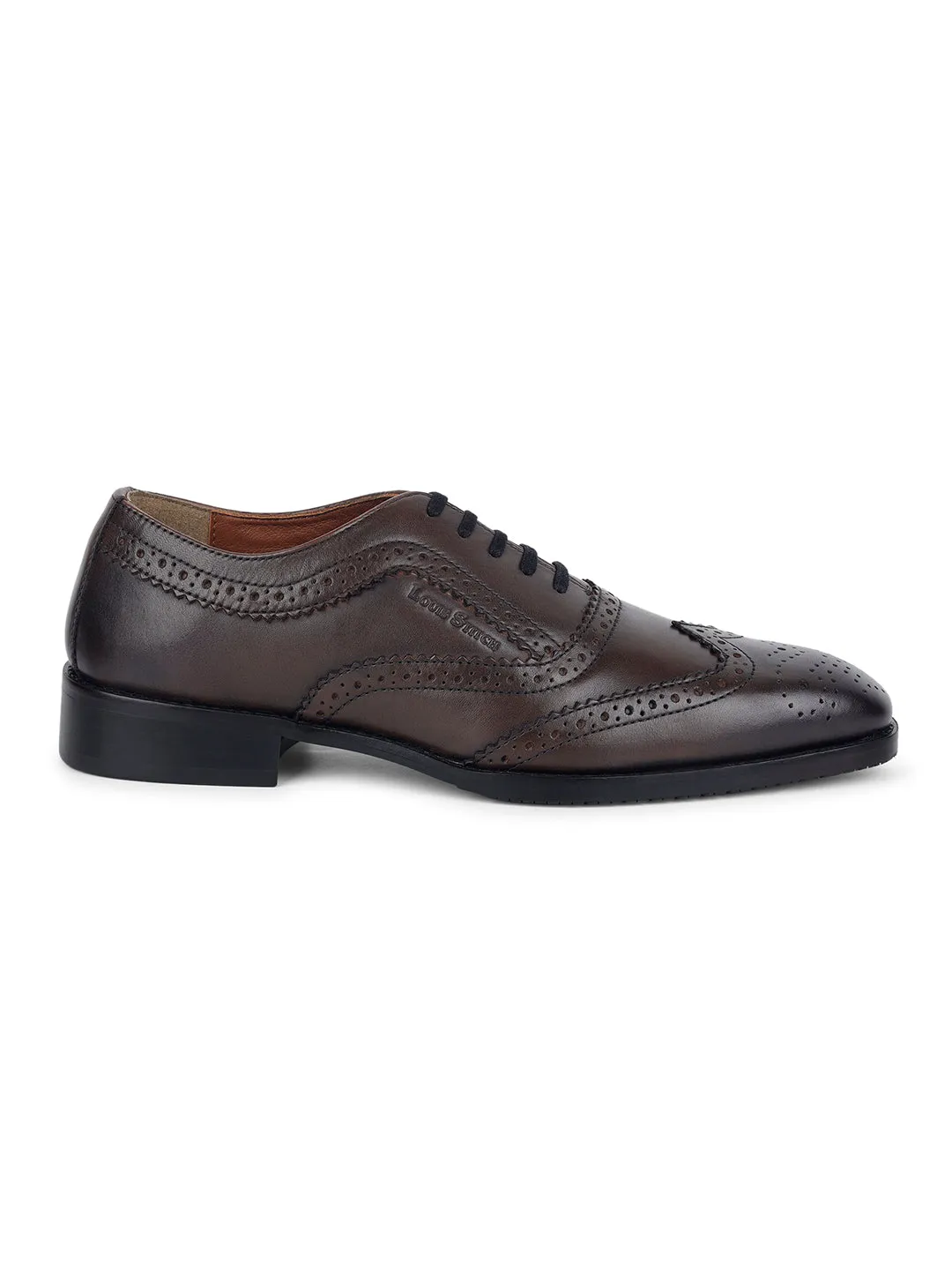 Brunette Brown Egyptian Crust Leather Brogue Style Comfortable Laceup Shoes