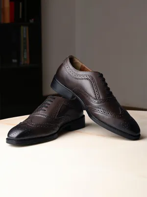 Brunette Brown Egyptian Crust Leather Brogue Style Comfortable Laceup Shoes