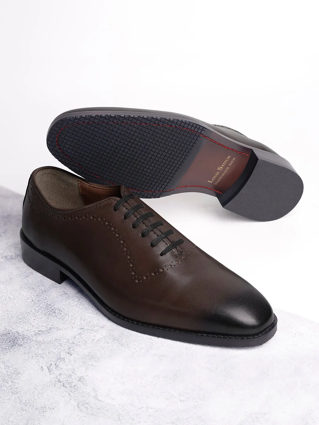 Brunette Brown Egyptian Crust Leather Derby Style Comfortable Laceup Shoes