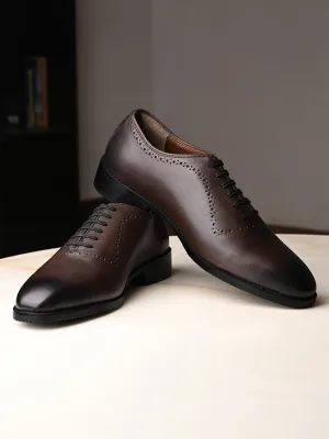 Brunette Brown Egyptian Crust Leather Derby Style Comfortable Laceup Shoes
