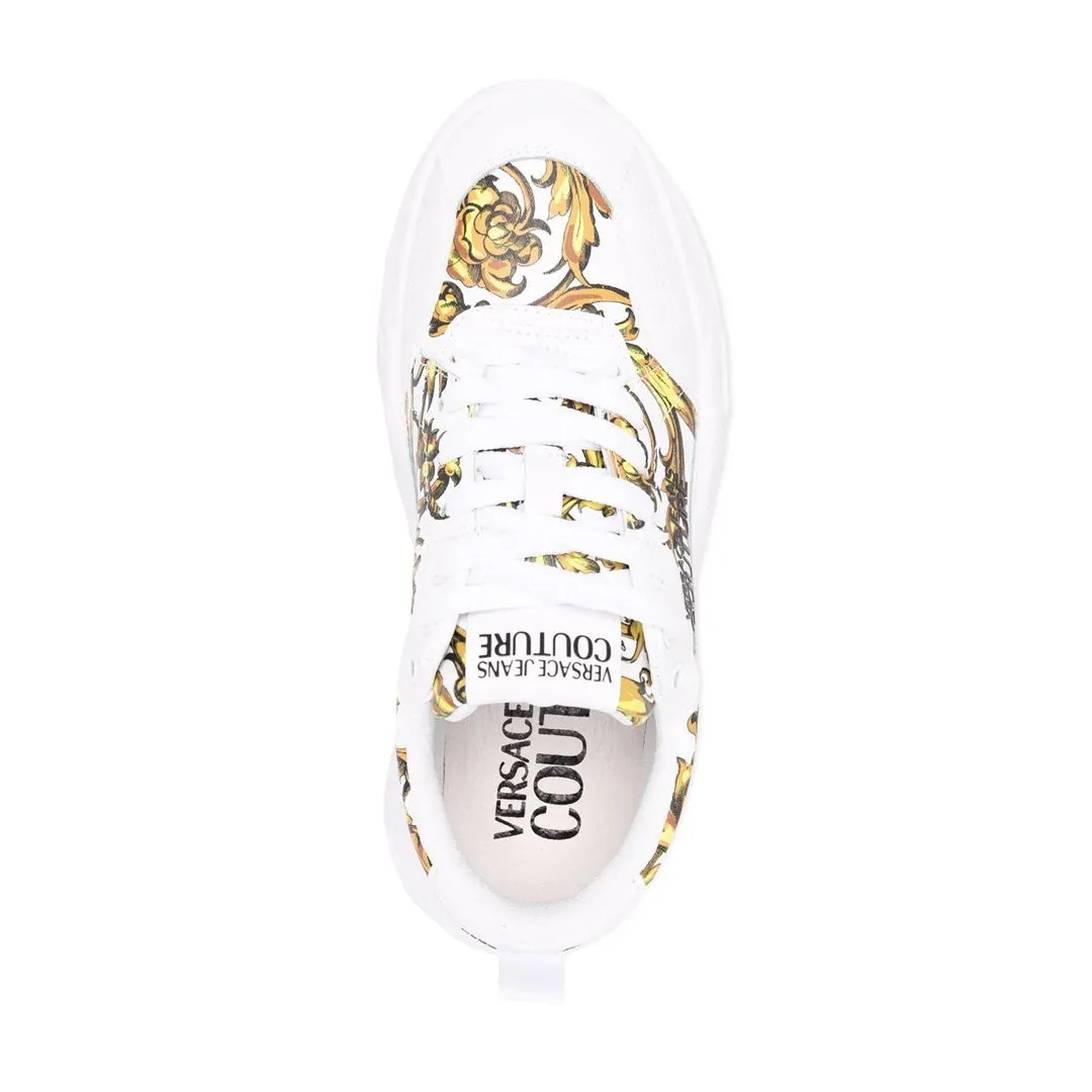 Chunky Baroque Print White Sneakers