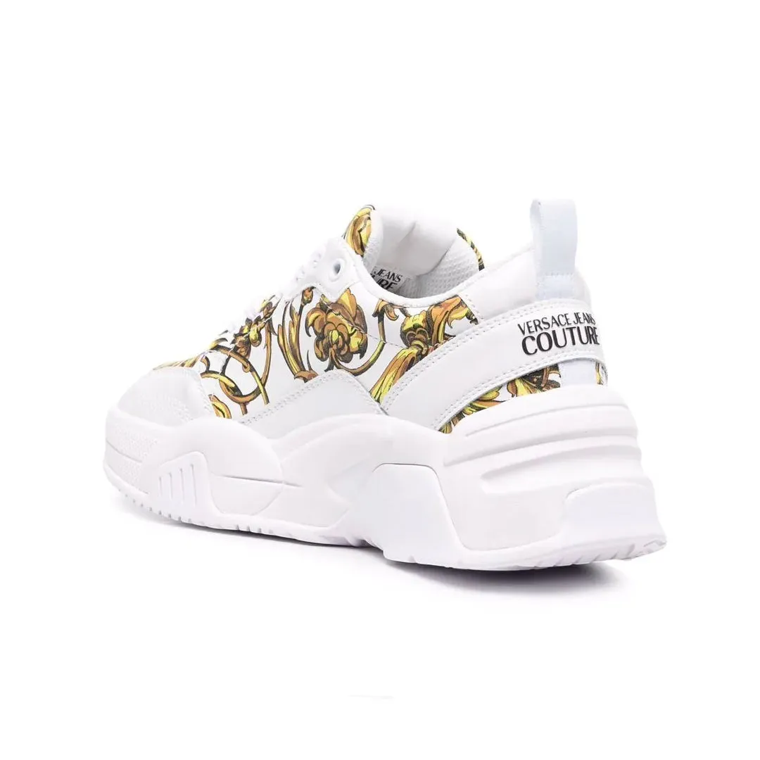Chunky Baroque Print White Sneakers