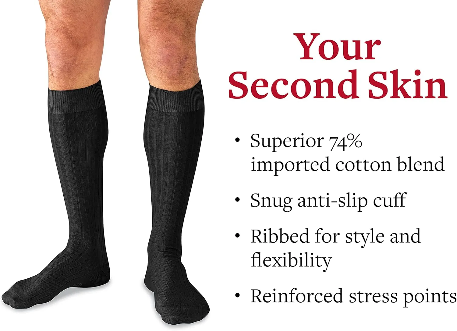 Cotton Dress Socks for Men ?C Knee High Men's Executive Socks ?C Classic Over the Calf Dress Socks by Boardroom Socks