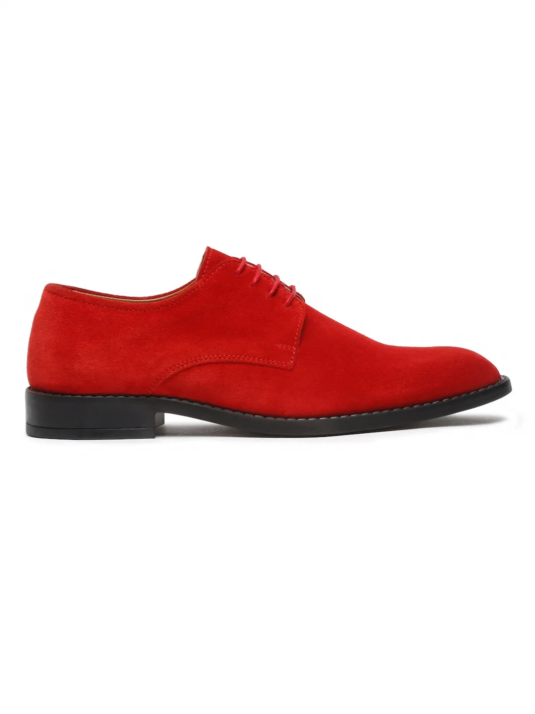 Crimson Red Italian Suede Leather Shoes Laceup British Style Handcrafted Casual Shoe for Men