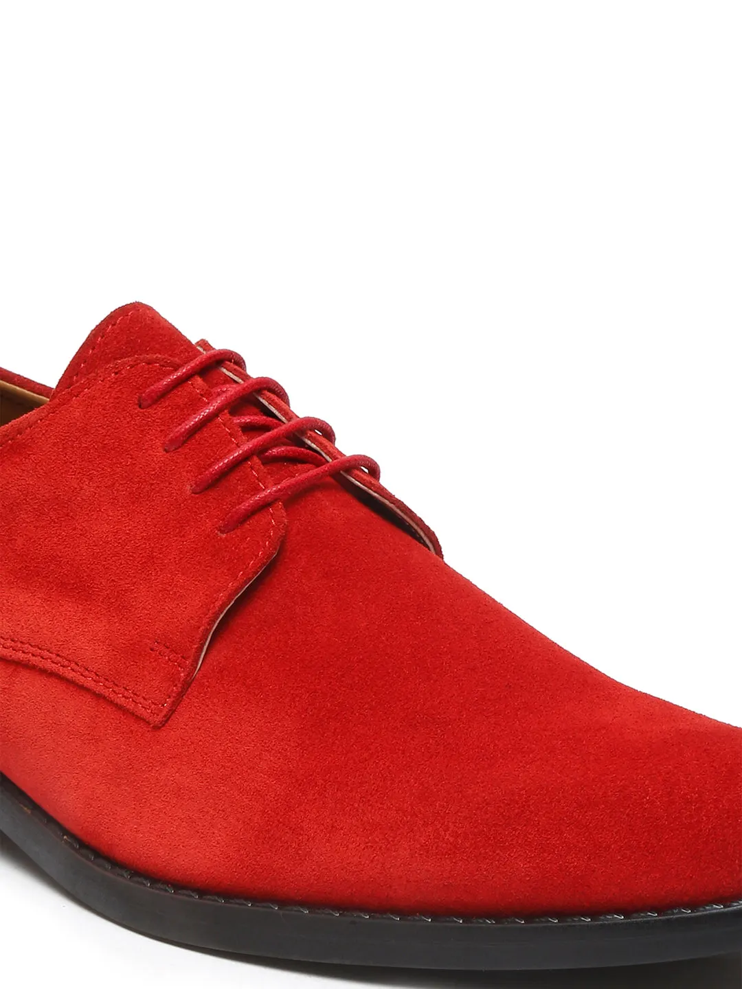 Crimson Red Italian Suede Leather Shoes Laceup British Style Handcrafted Casual Shoe for Men