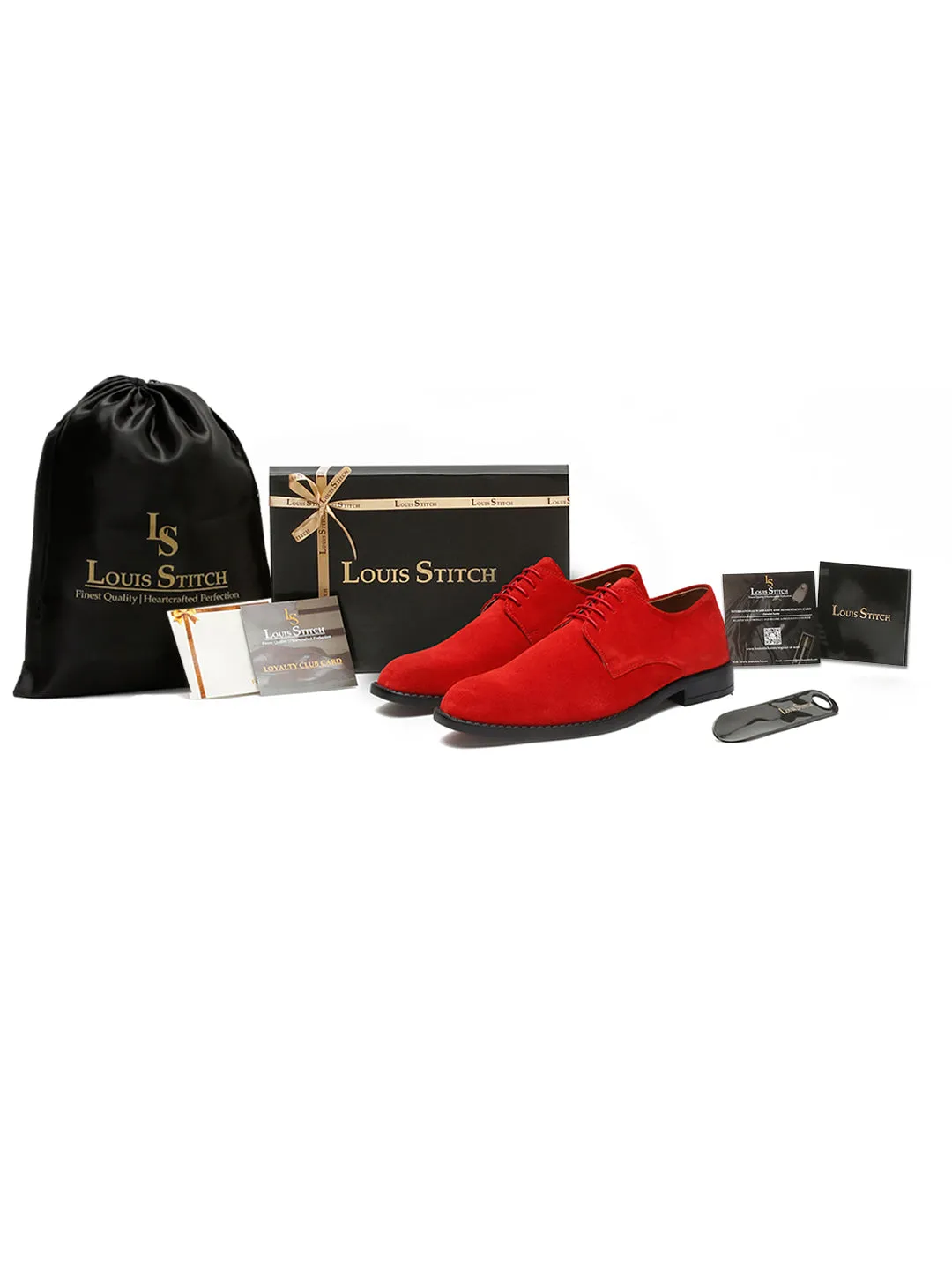 Crimson Red Italian Suede Leather Shoes Laceup British Style Handcrafted Casual Shoe for Men