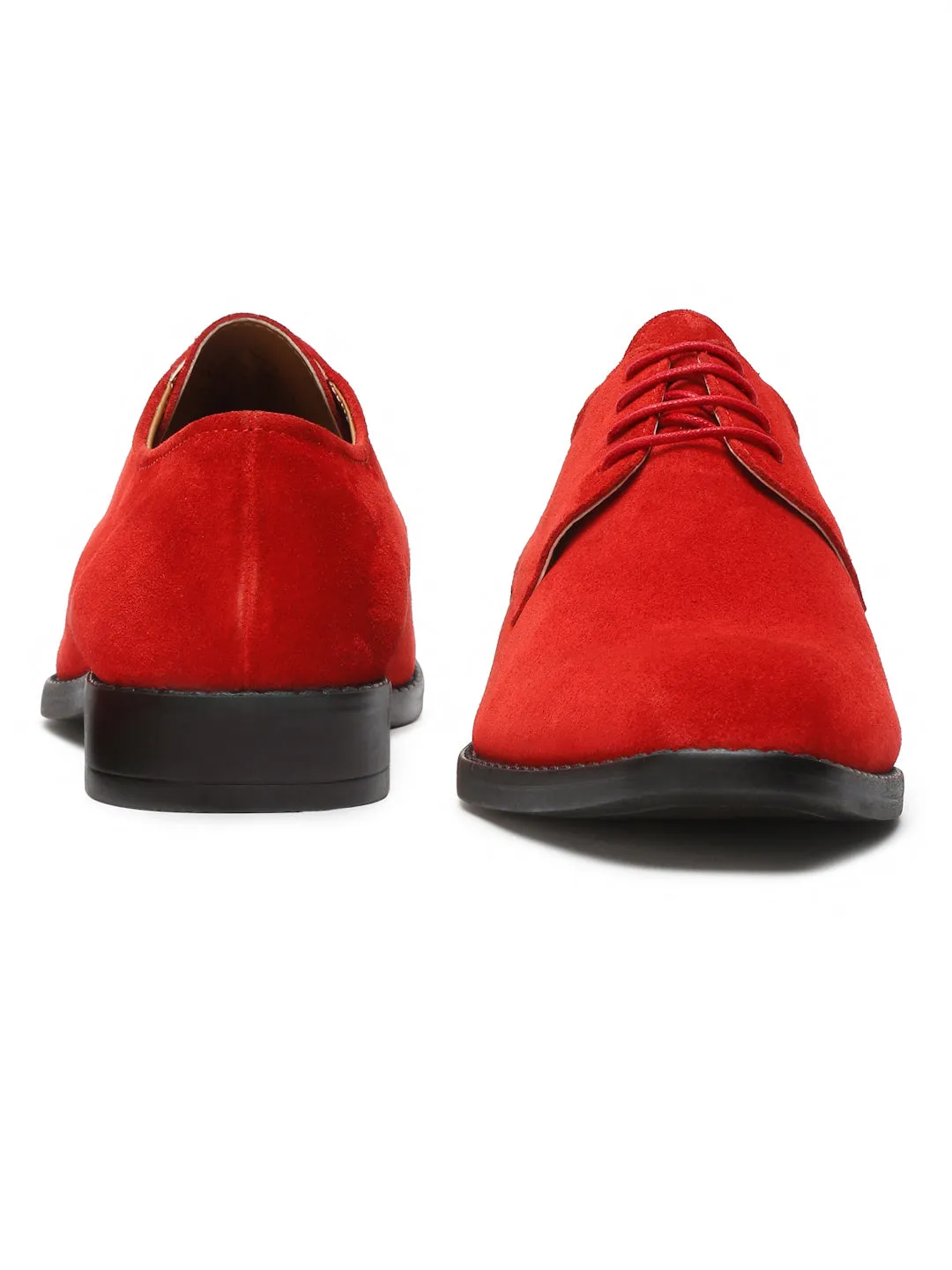 Crimson Red Italian Suede Leather Shoes Laceup British Style Handcrafted Casual Shoe for Men