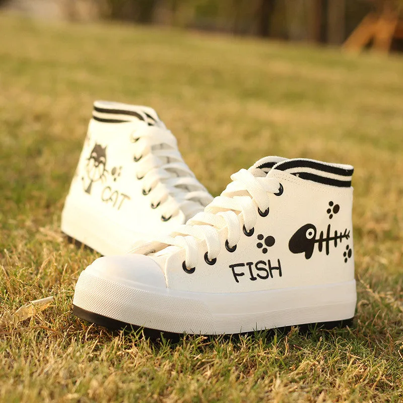 Cute Cartoon Print Thick Bottom Sneakers
