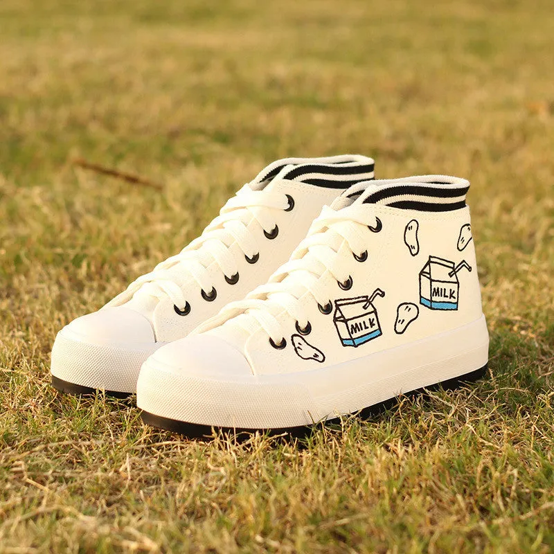 Cute Cartoon Print Thick Bottom Sneakers