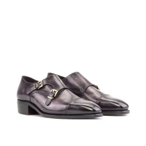 DapperFam Monaco in Aubergine Men's Hand-Painted Patina Double Monk