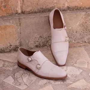 DapperFam Monaco in Ivory Men's Italian Suede Double Monk