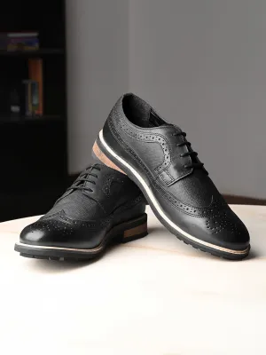 Jet Black Brogue Style Comfortable Laceups for Men