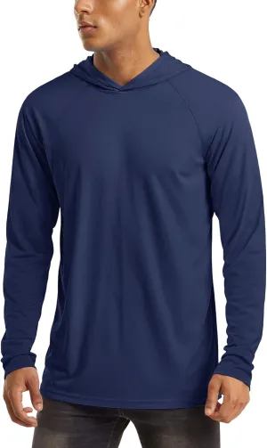 MAGCOMSEN Men's Hooded UPF 50  Sun Protection T Shirts Long Sleeve Athletic Fishing Shirts Rash Guards