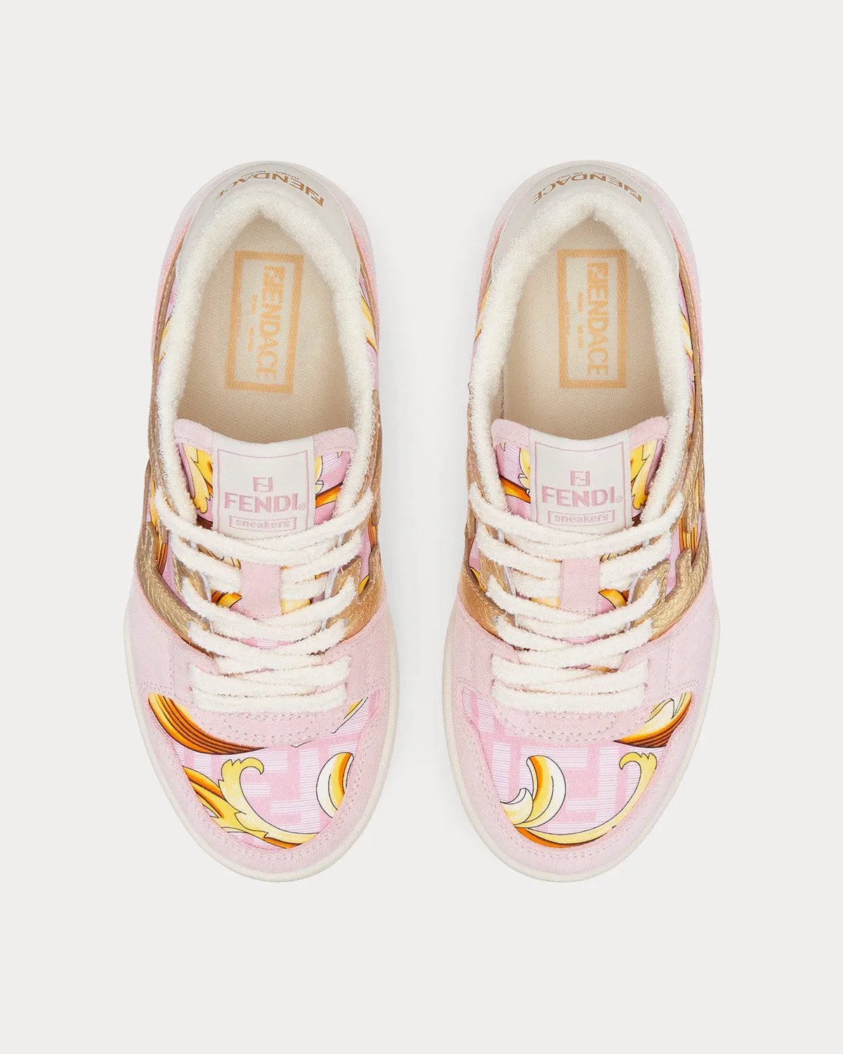 Match Fendace Printed Pink Satin Low Top Sneakers