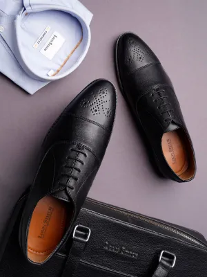 Obsidian Black Captoe Style Comfortable Laceups for Men