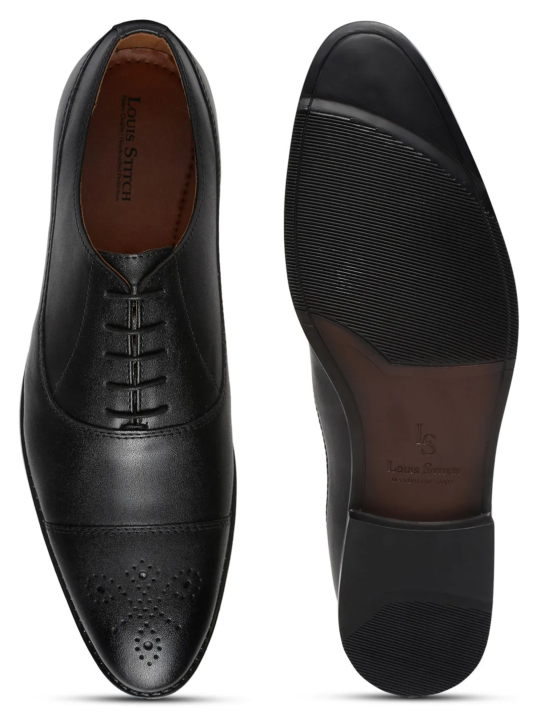 Obsidian Black Captoe Style Comfortable Laceups for Men