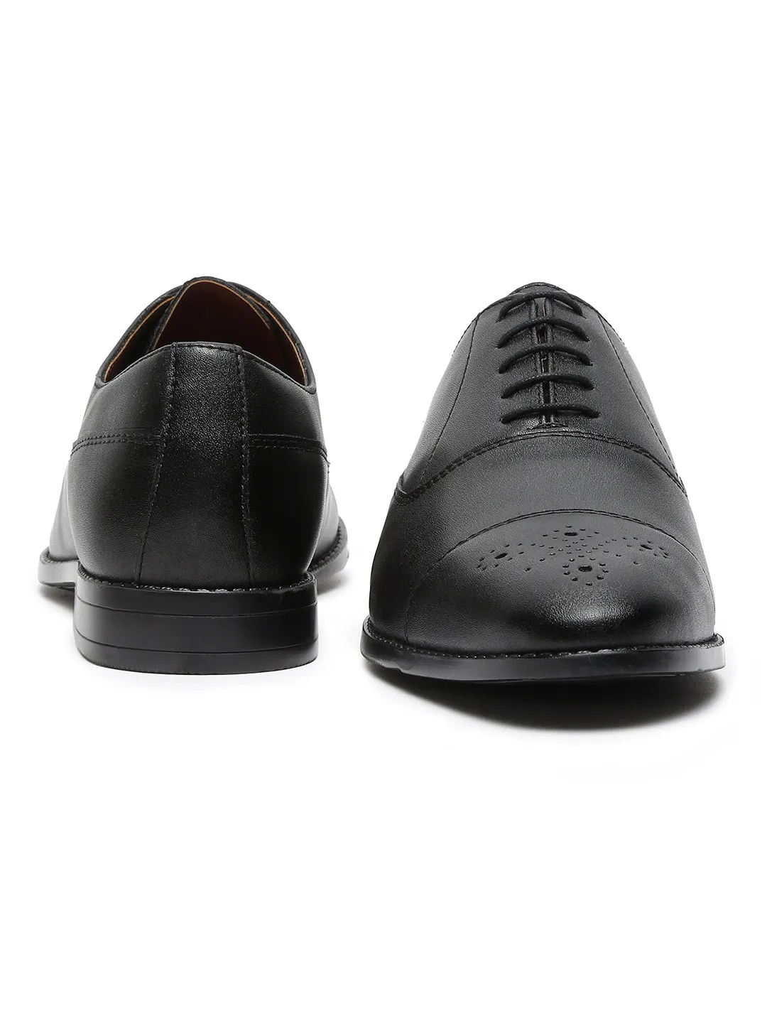 Obsidian Black Captoe Style Comfortable Laceups for Men