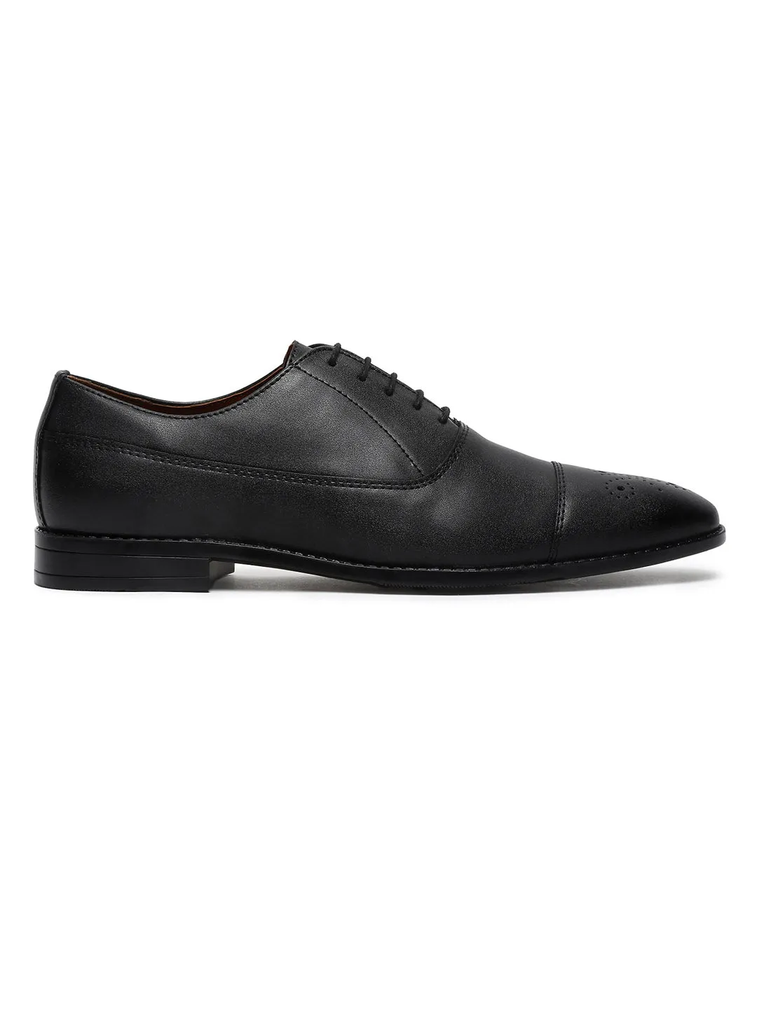 Obsidian Black Captoe Style Comfortable Laceups for Men