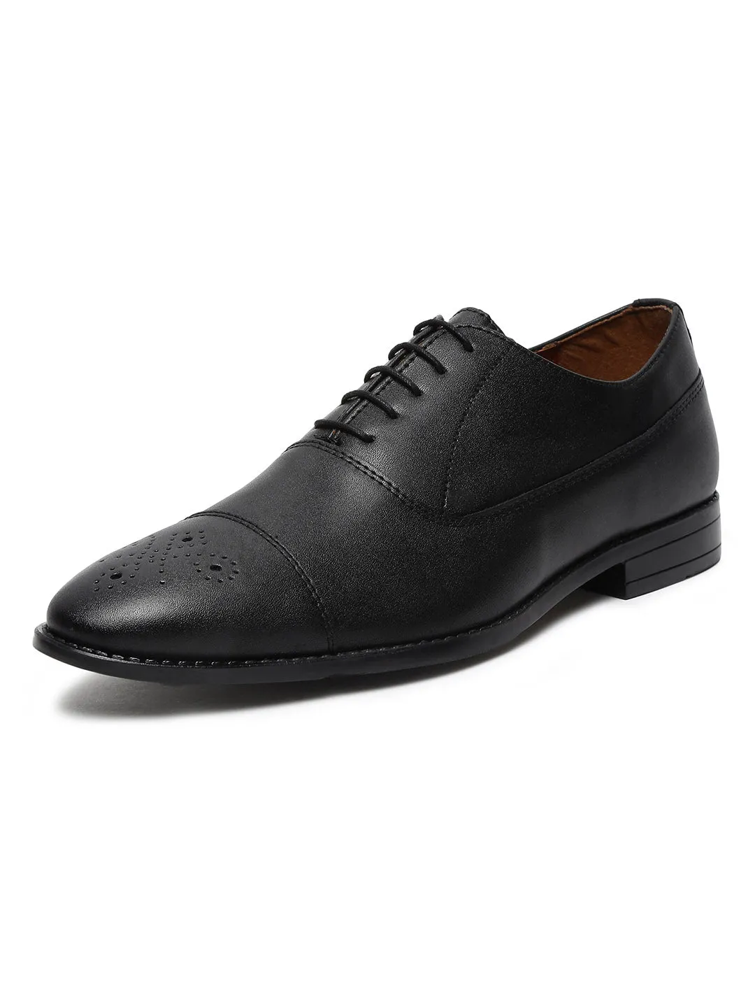 Obsidian Black Captoe Style Comfortable Laceups for Men