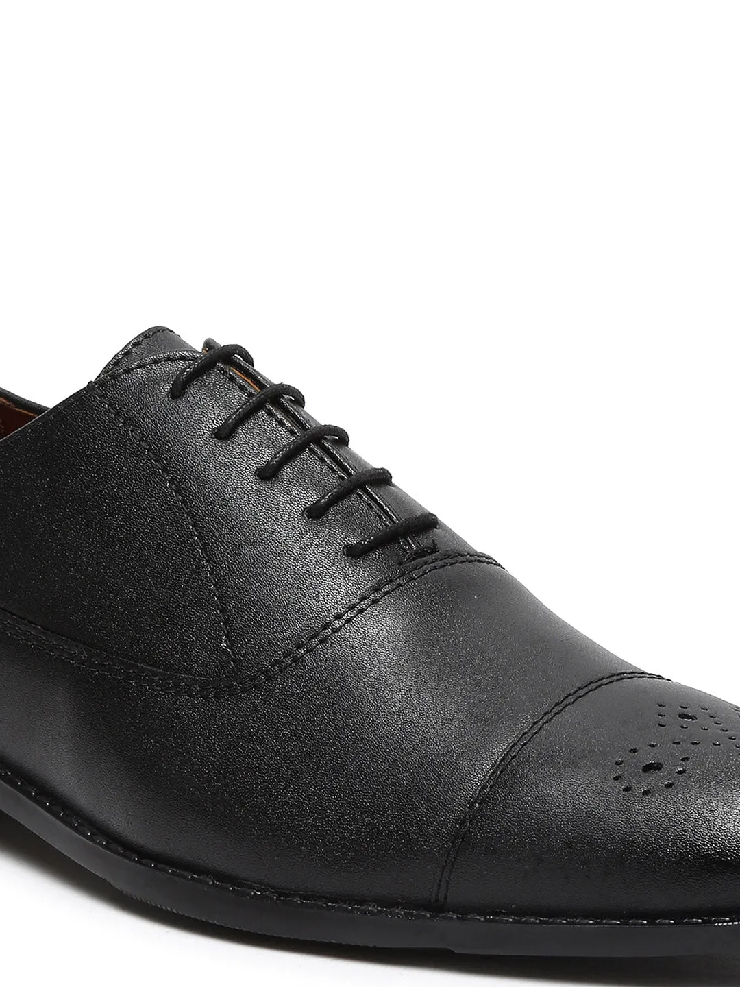 Obsidian Black Captoe Style Comfortable Laceups for Men