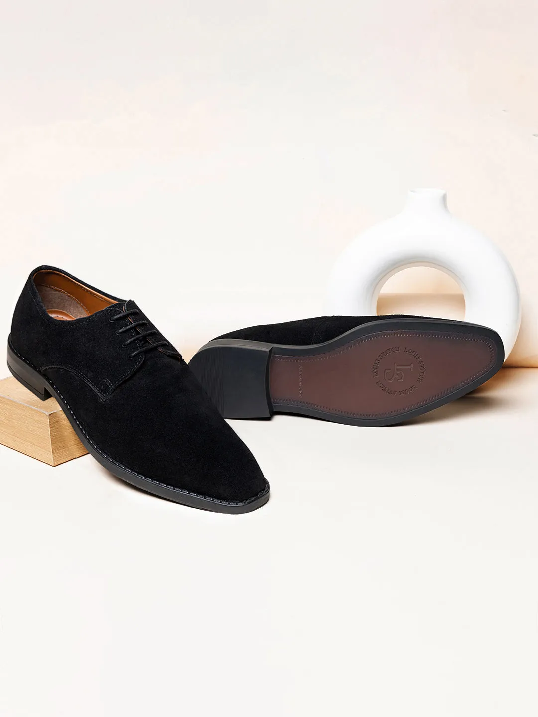 Obsidian Black Italian Suede Leather Shoes Laceup British Style Handcrafted Casual Shoe for Men