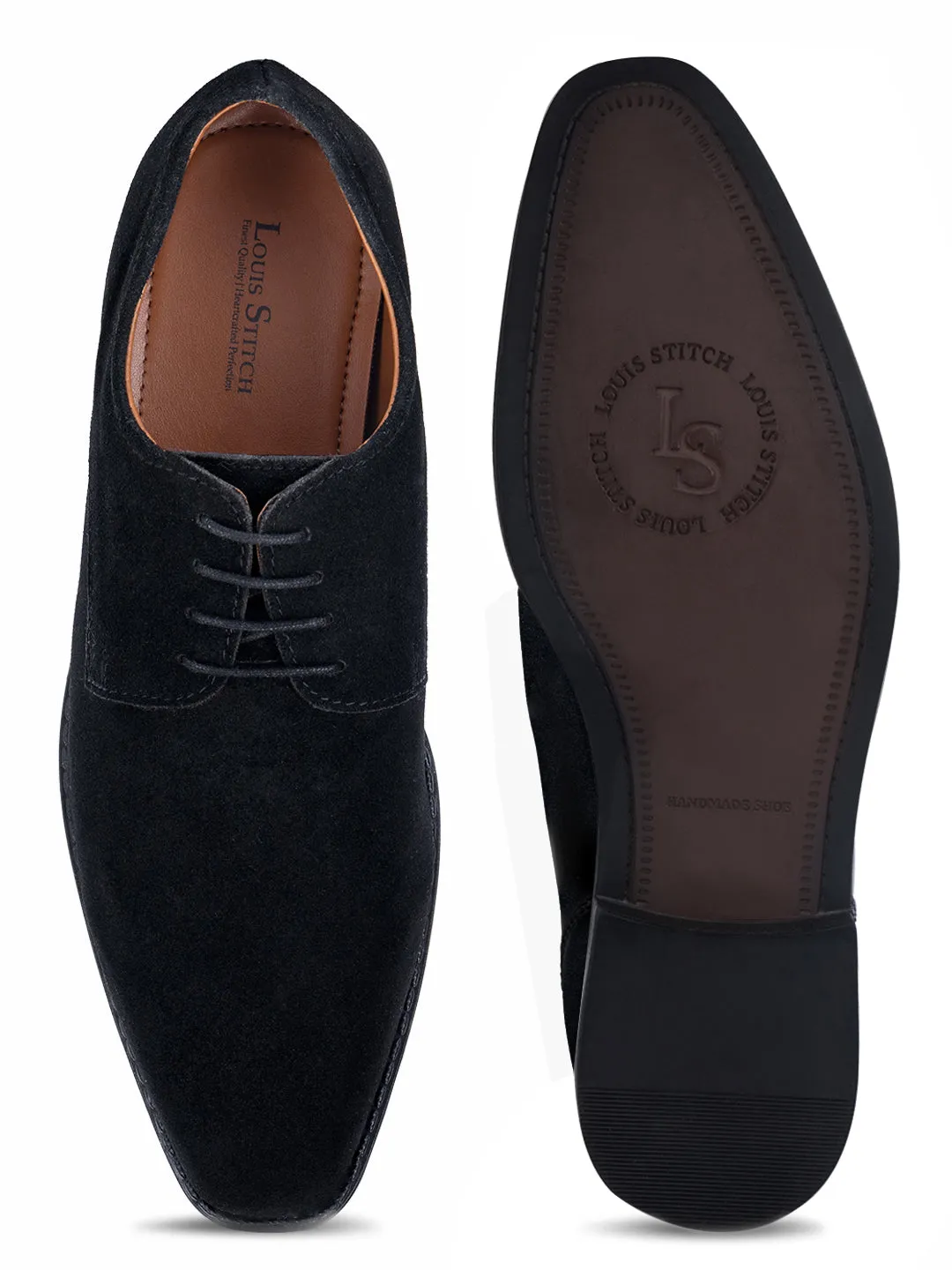 Obsidian Black Italian Suede Leather Shoes Laceup British Style Handcrafted Casual Shoe for Men