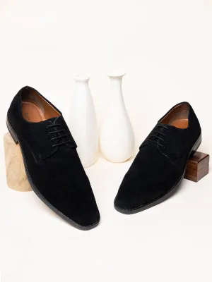 Obsidian Black Italian Suede Leather Shoes Laceup British Style Handcrafted Casual Shoe for Men