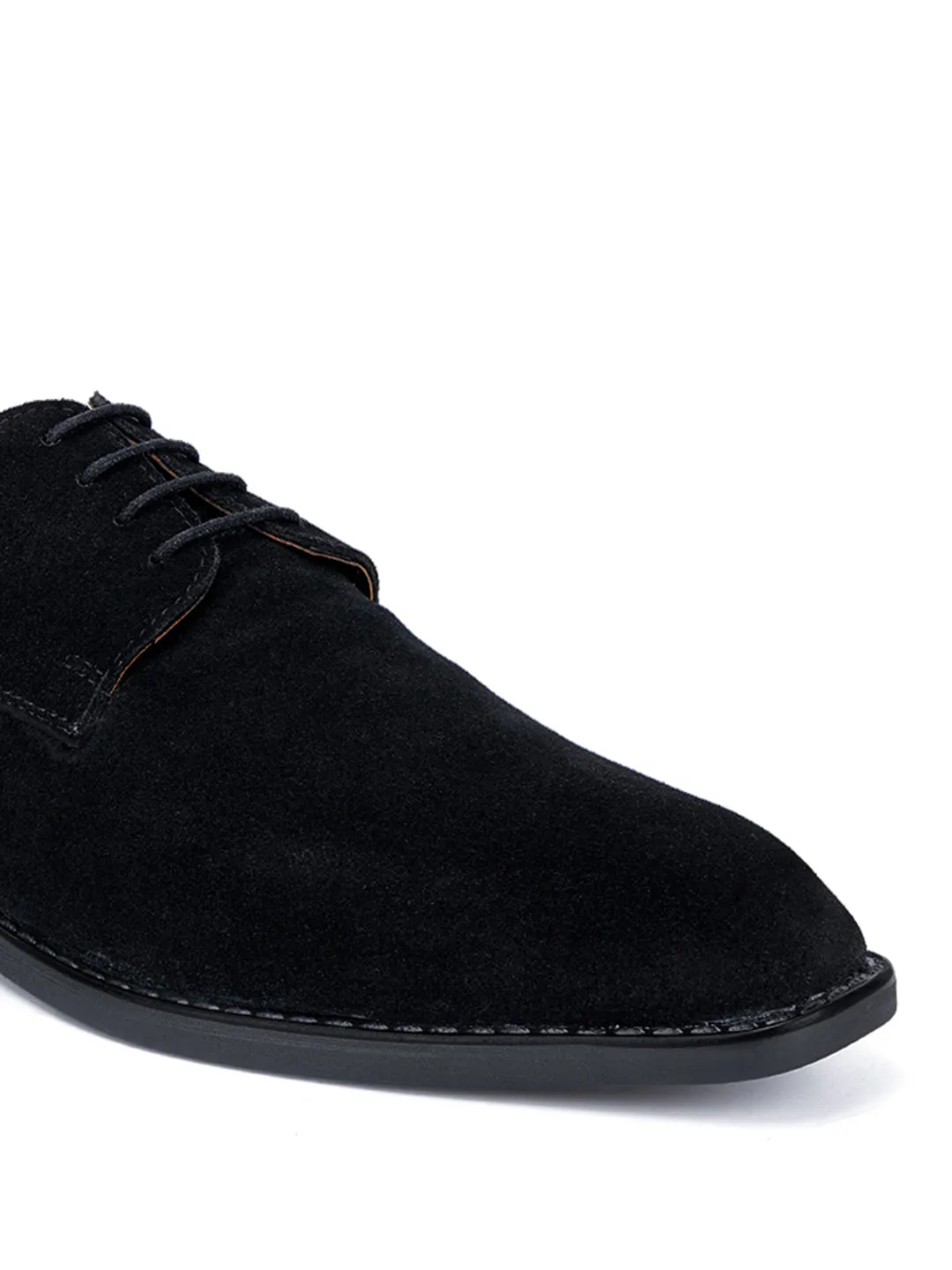 Obsidian Black Italian Suede Leather Shoes Laceup British Style Handcrafted Casual Shoe for Men
