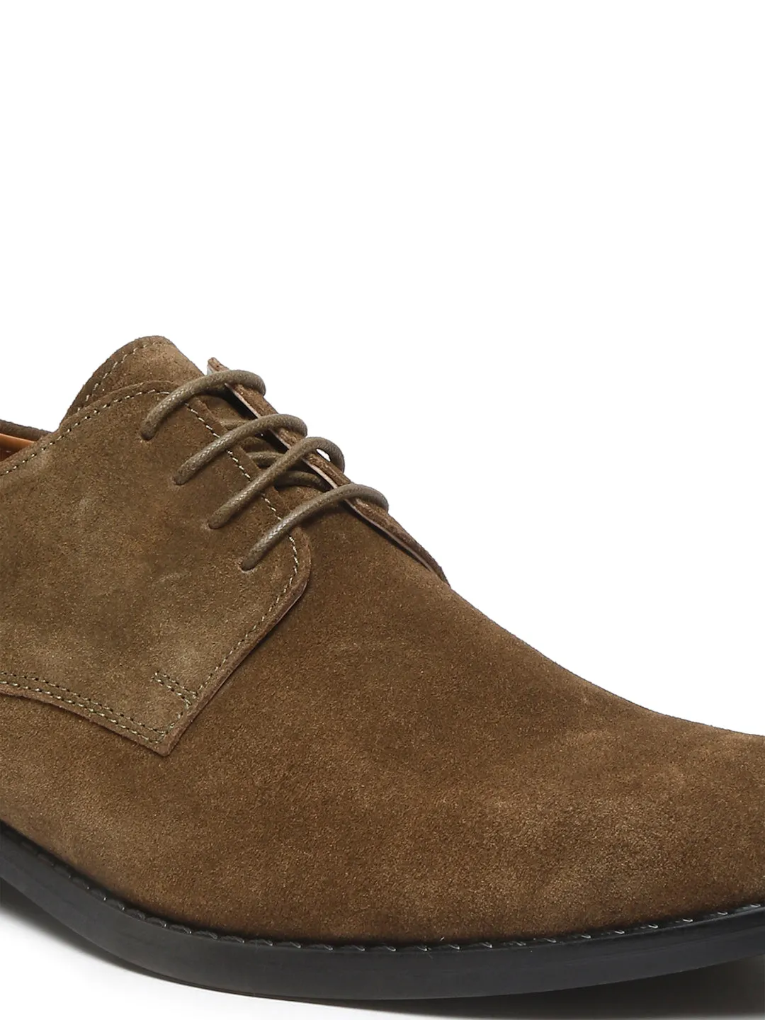 Olive Green Italian Suede Leather Shoes Laceup British Style Handcrafted Casual Shoe for Men