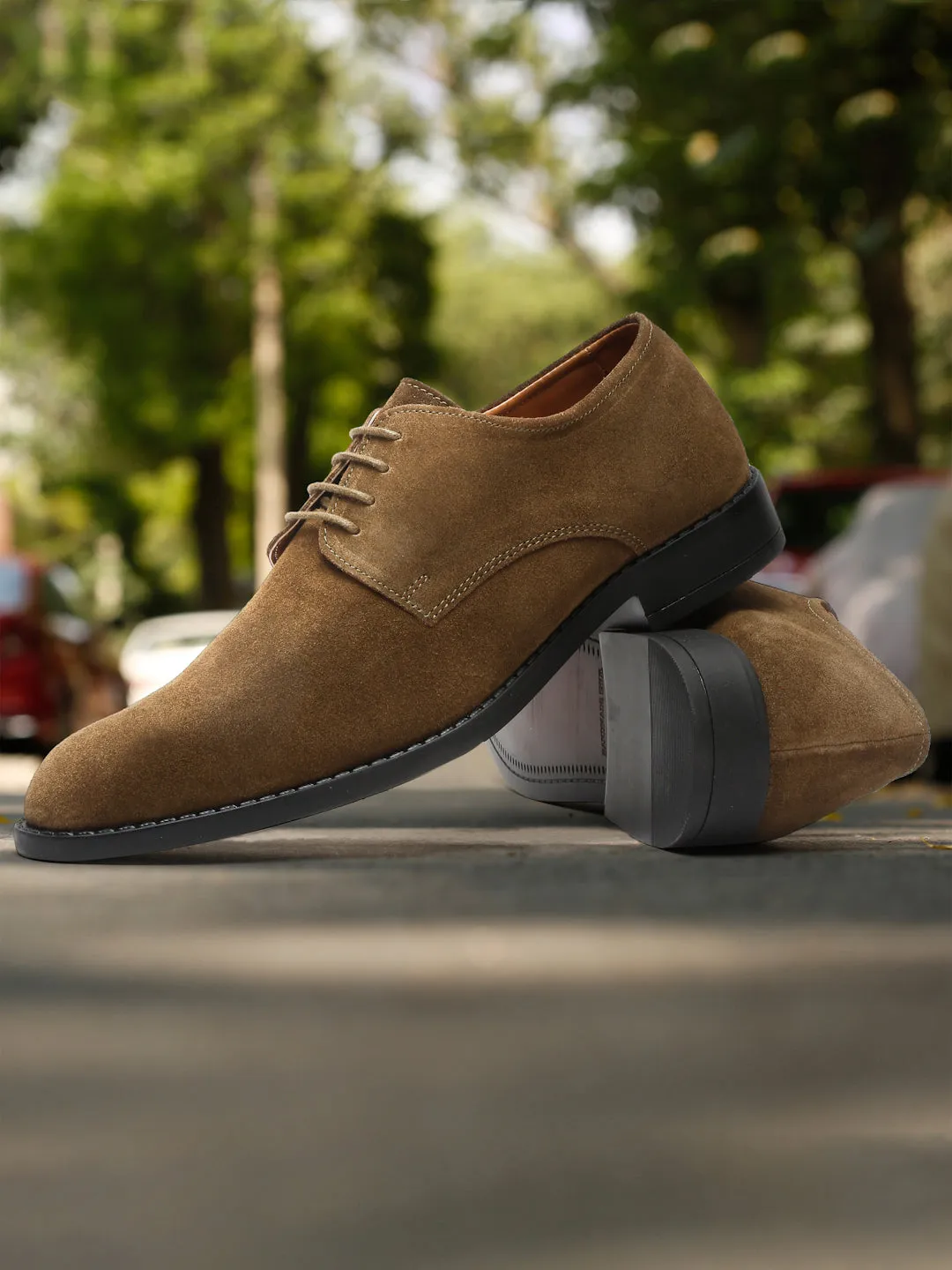 Olive Green Italian Suede Leather Shoes Laceup British Style Handcrafted Casual Shoe for Men