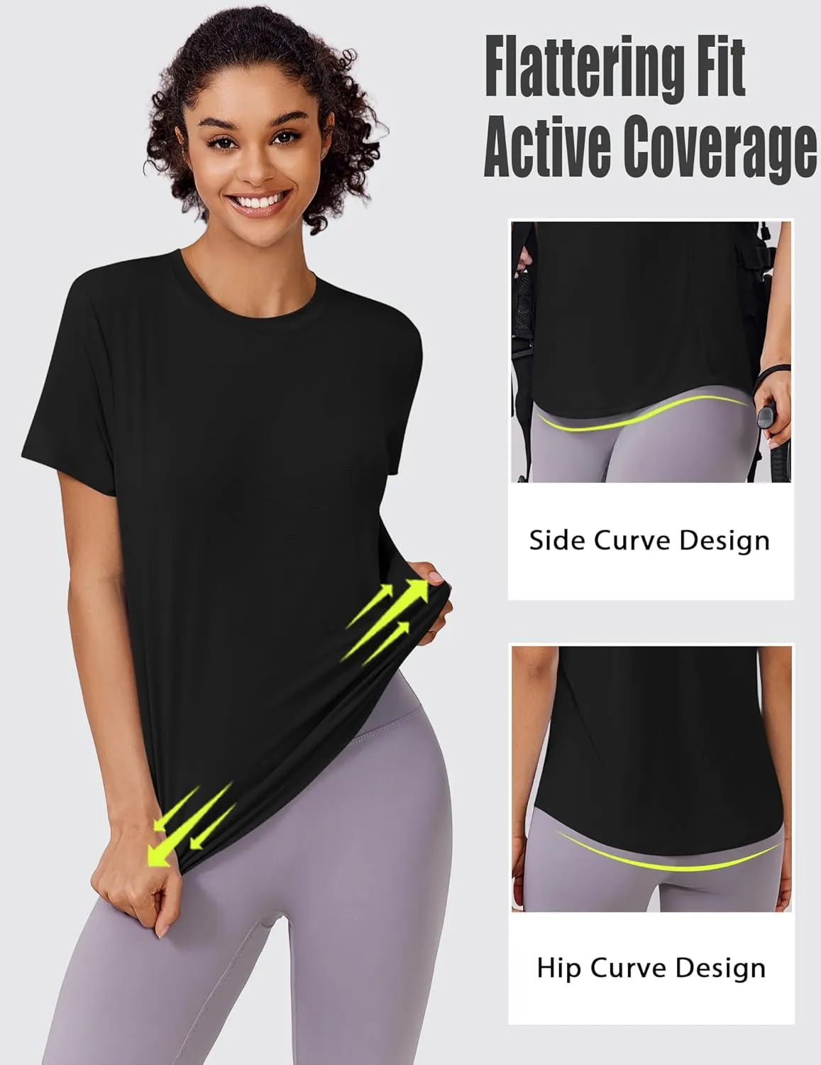 PINSPARK Soft Workout Tops for Women Short Sleeve UV Protection Shirt Quick Dry Athletic Swim Exercise Hiking Travel Shirts