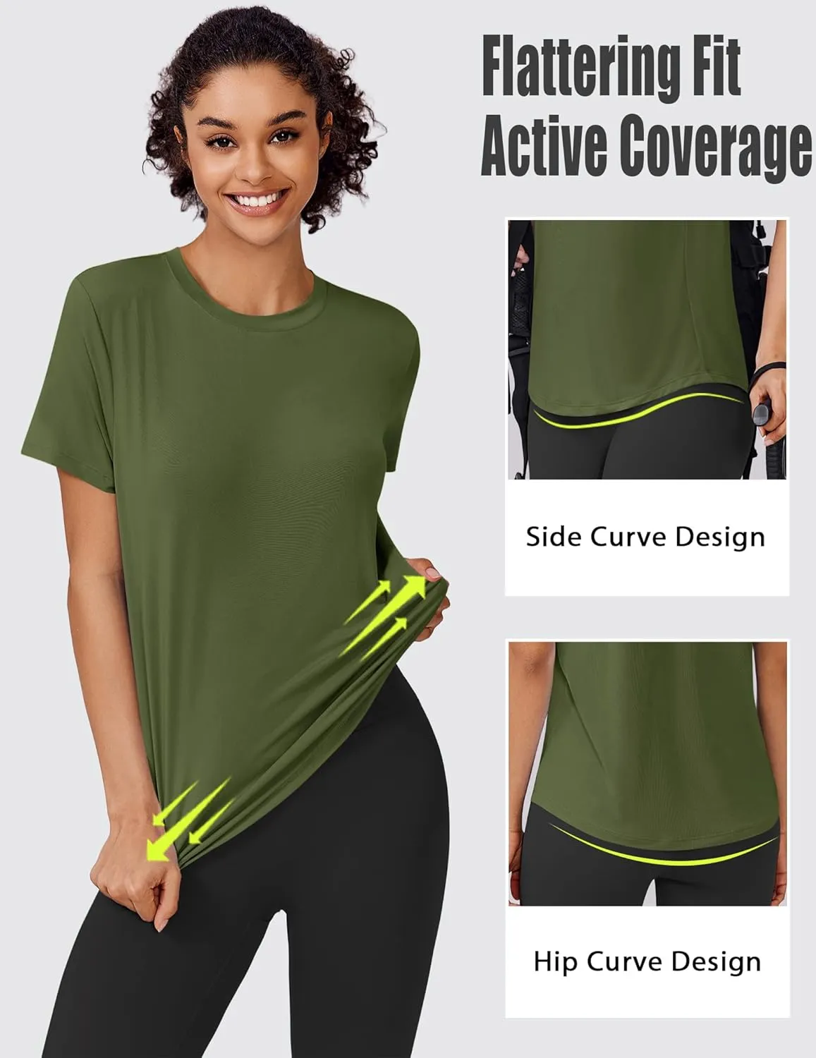 PINSPARK Soft Workout Tops for Women Short Sleeve UV Protection Shirt Quick Dry Athletic Swim Exercise Hiking Travel Shirts