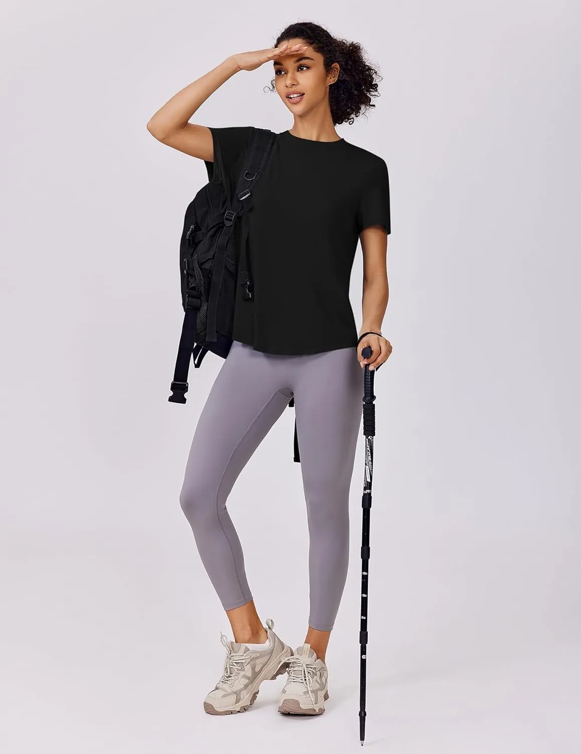 PINSPARK Soft Workout Tops for Women Short Sleeve UV Protection Shirt Quick Dry Athletic Swim Exercise Hiking Travel Shirts