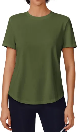 PINSPARK Soft Workout Tops for Women Short Sleeve UV Protection Shirt Quick Dry Athletic Swim Exercise Hiking Travel Shirts