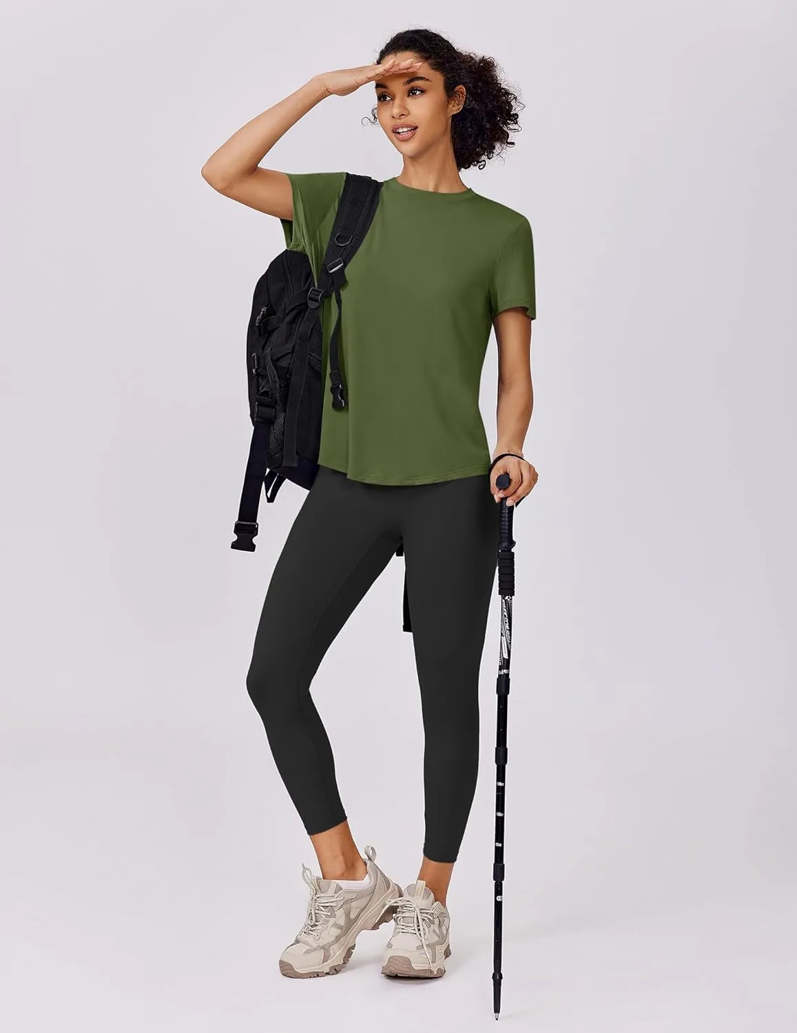 PINSPARK Soft Workout Tops for Women Short Sleeve UV Protection Shirt Quick Dry Athletic Swim Exercise Hiking Travel Shirts