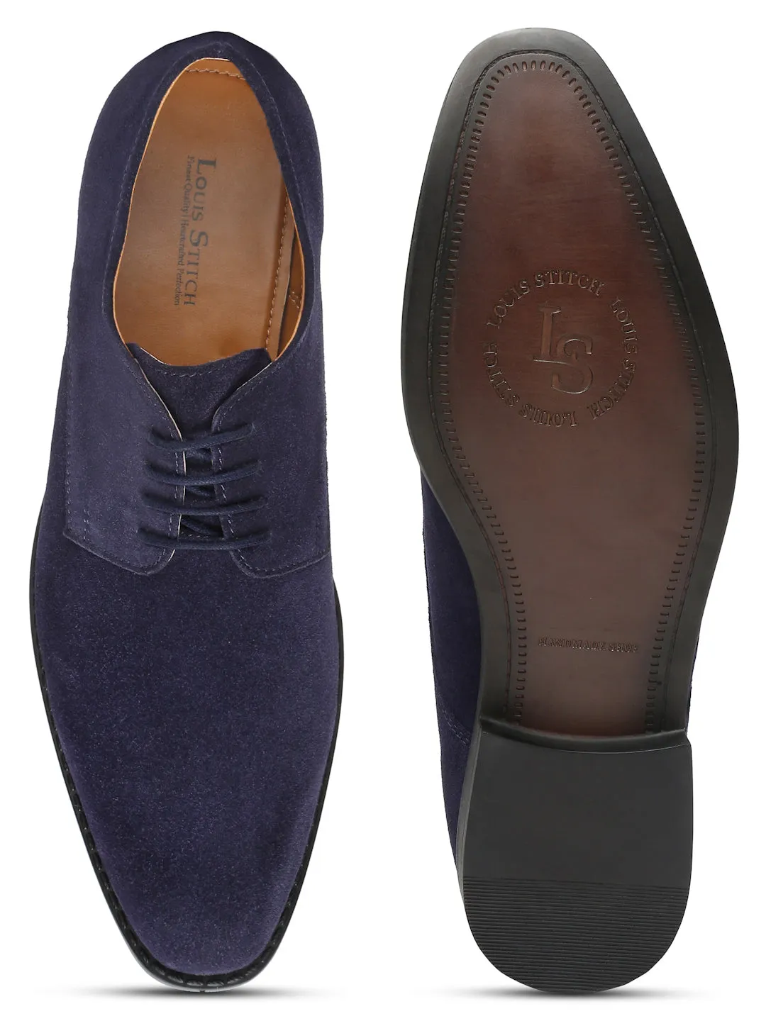 Prussian Blue Italian Suede Leather Shoes Laceup British Style Handcrafted Casual Shoe for Men