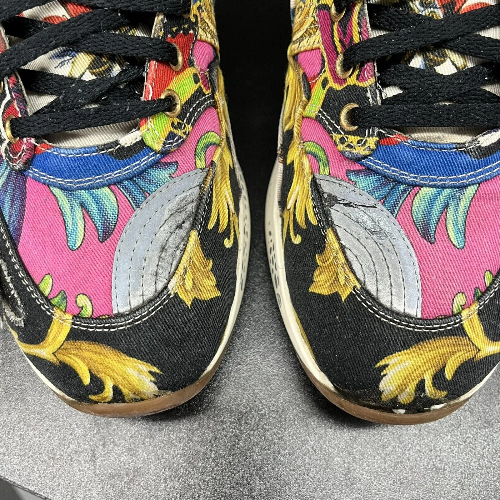 Rare Versace Blue Multi Color Baroque Archillles Sneakers Mens Size 44/US 11
