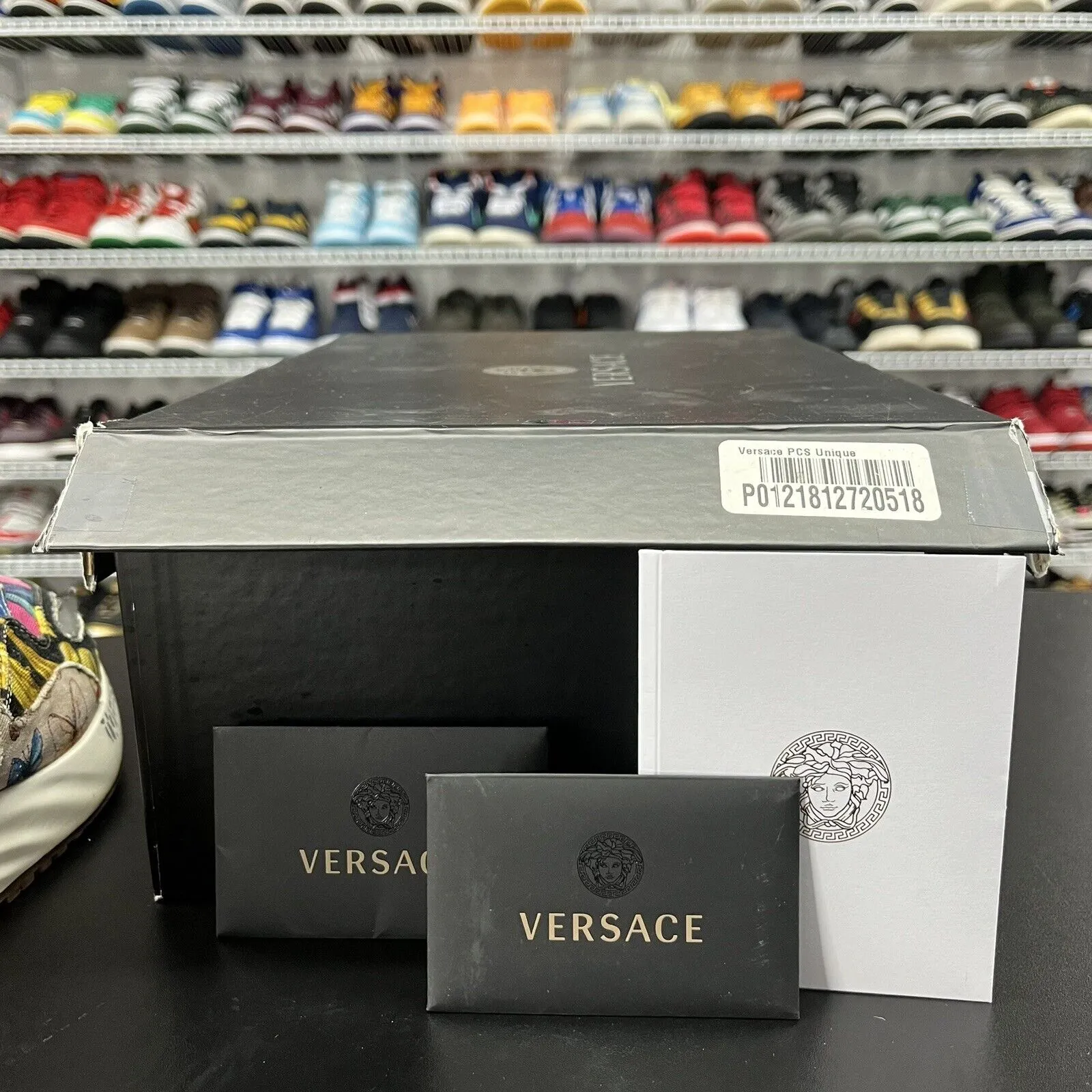 Rare Versace Blue Multi Color Baroque Archillles Sneakers Mens Size 44/US 11