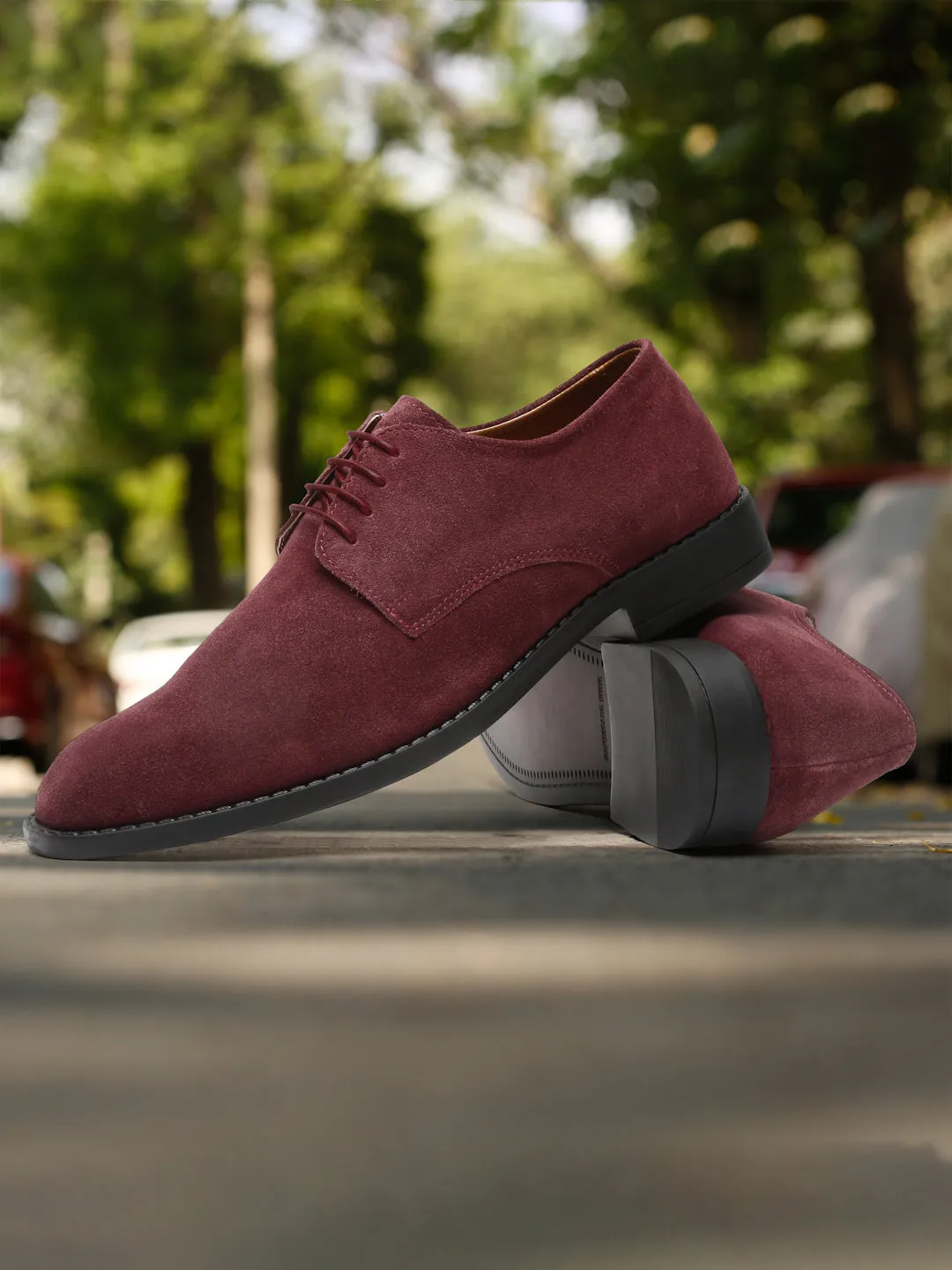 Rosewood Italian Suede Leather Shoes Laceup British Style Handcrafted Casual Shoe for Men