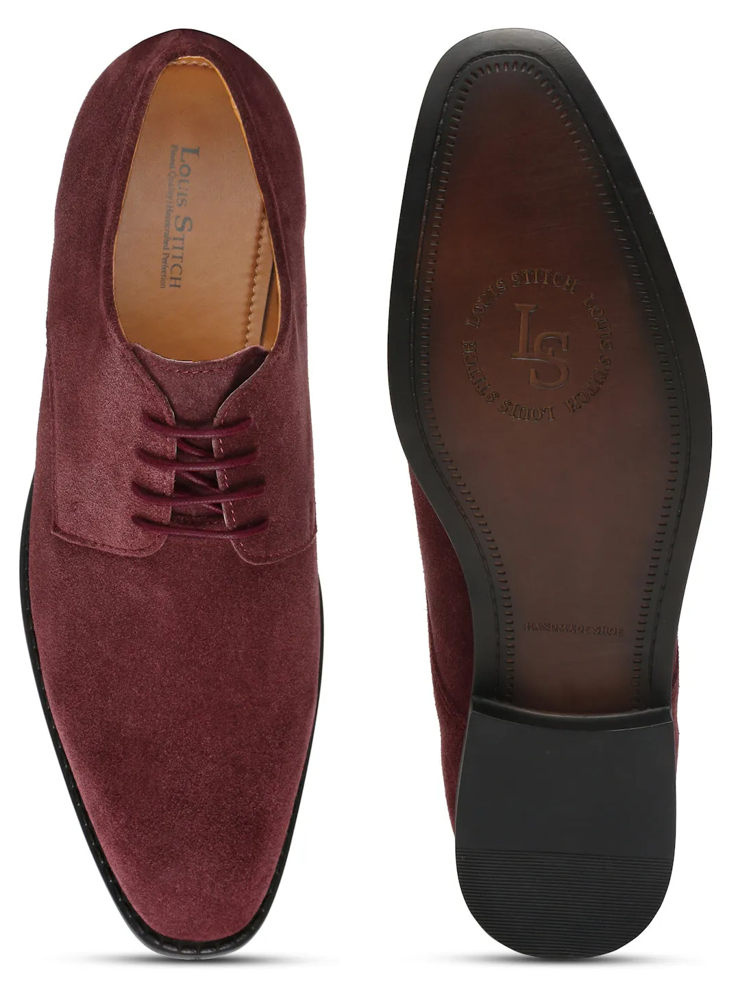 Rosewood Italian Suede Leather Shoes Laceup British Style Handcrafted Casual Shoe for Men